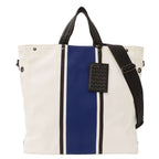 Bottega Veneta Tote Shoulder Bag 2-Way Canvas Ivory Blue Bag Large Going