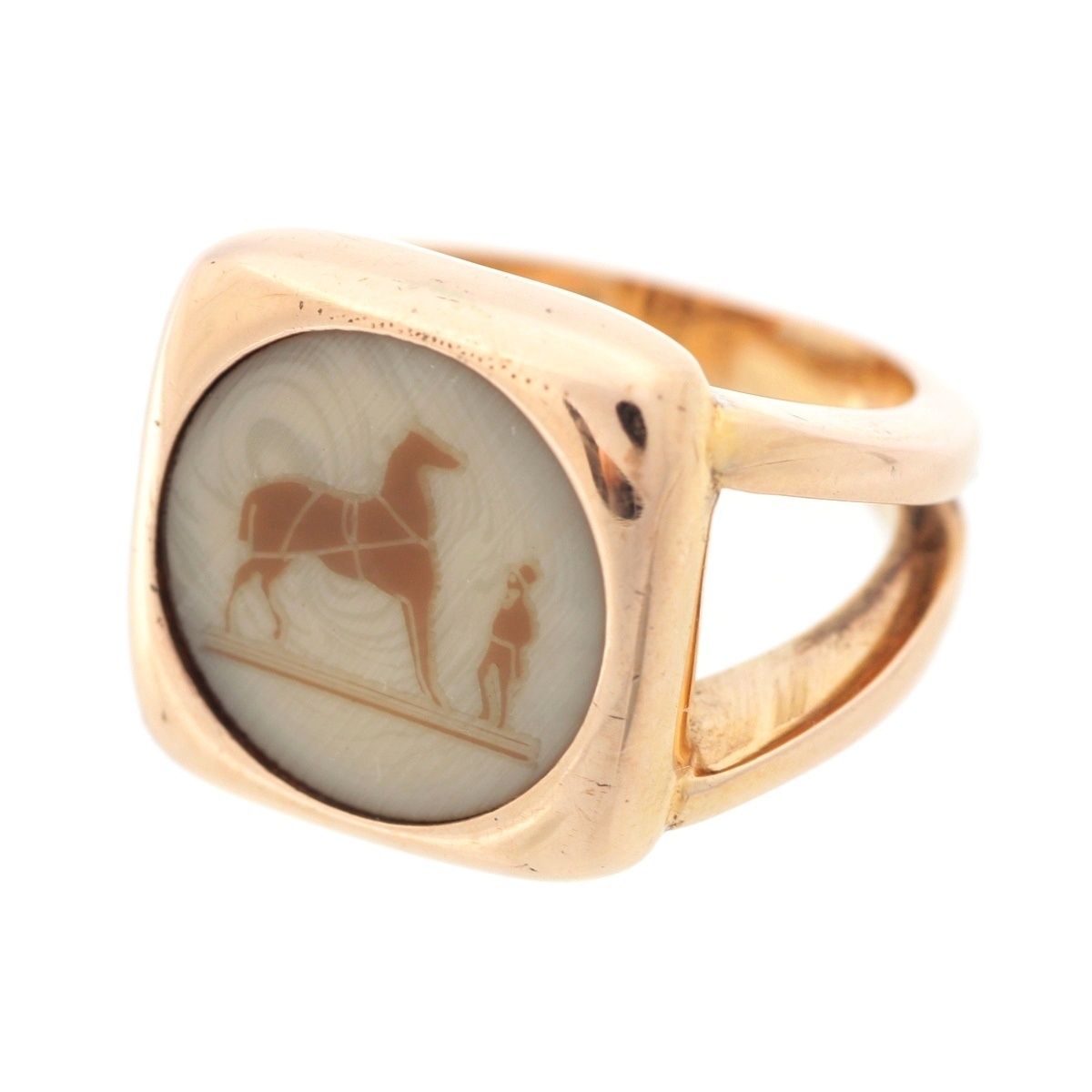 Hermes Bijouterie Fantaisie Corozo Ring Gold