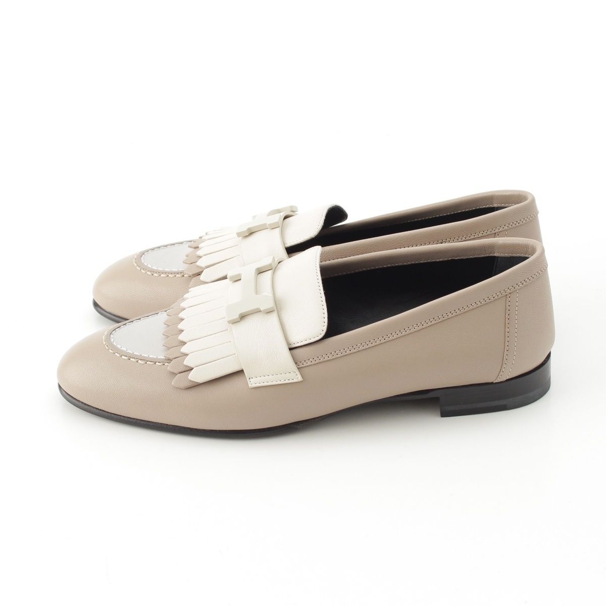 Hermes Moccasins Royale Logo Loafers Beige — view 3