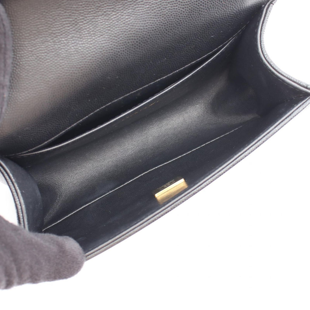 Chanel Shoulder Bag Boy Small Black Caviar Leather Chain — view 3