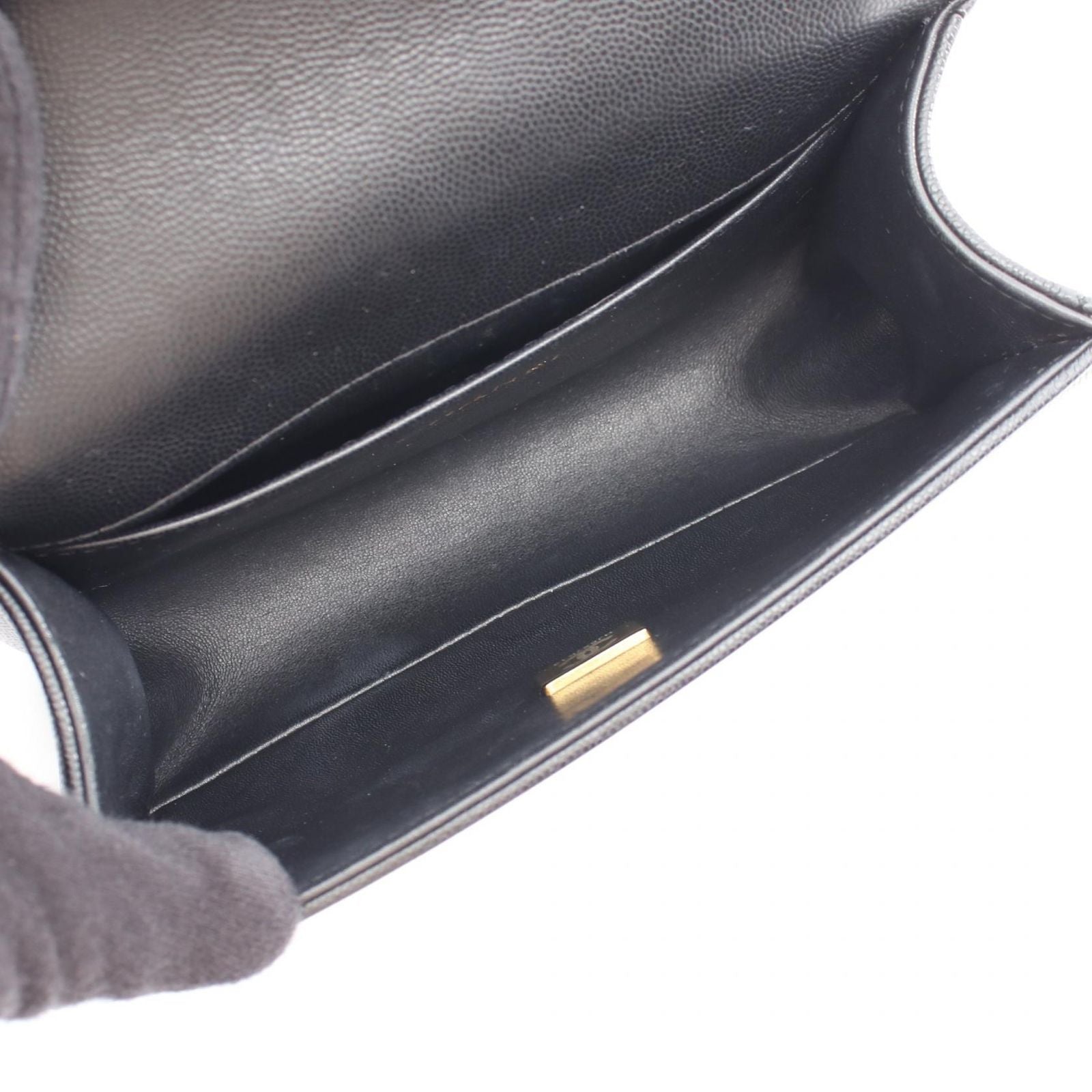 Chanel Shoulder Bag Boy Small Black Caviar Leather Chain — view 3