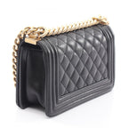 Chanel Shoulder Bag Boy Small Black Caviar Leather Chain — view 2