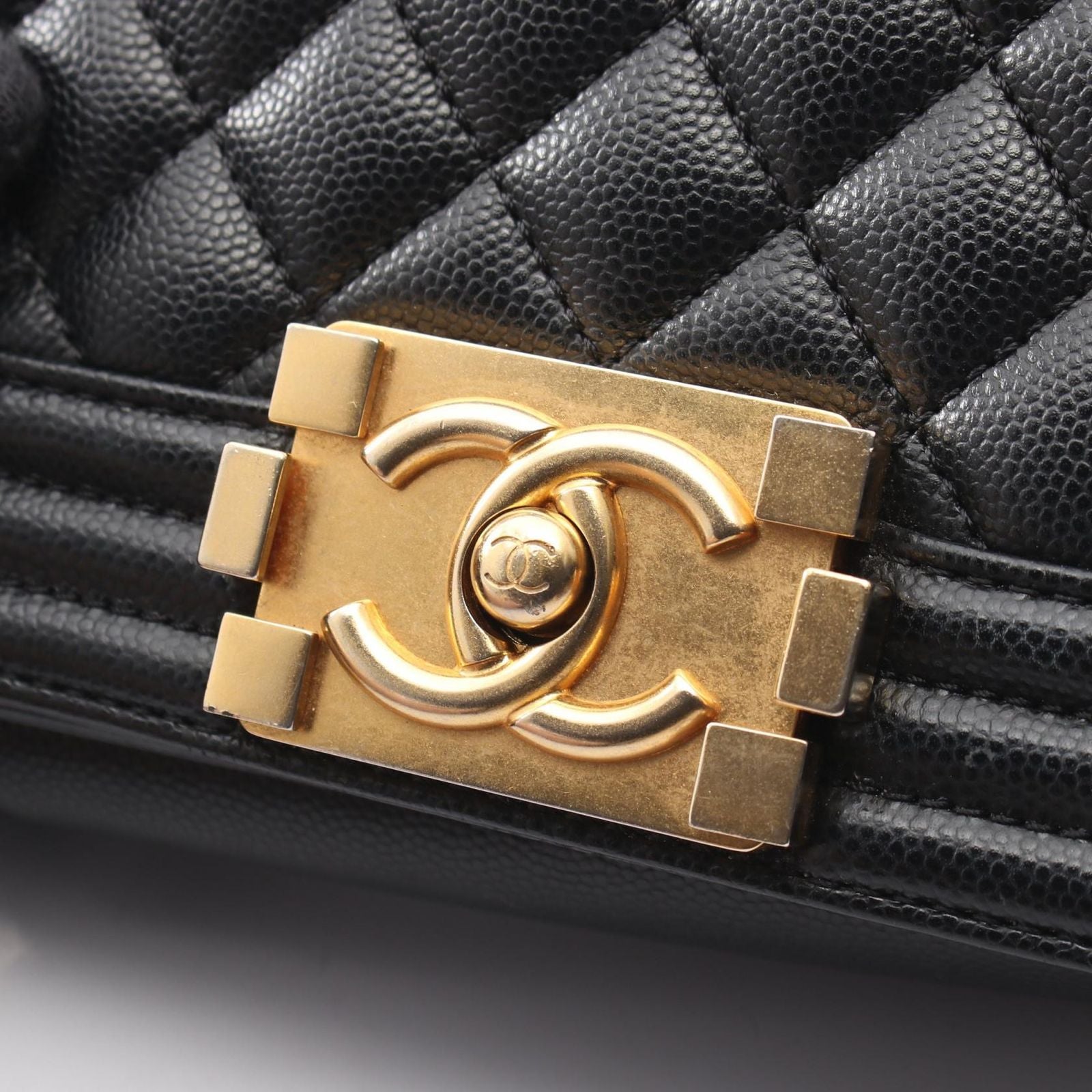 Chanel Shoulder Bag Boy Small Black Caviar Leather Chain — view 7