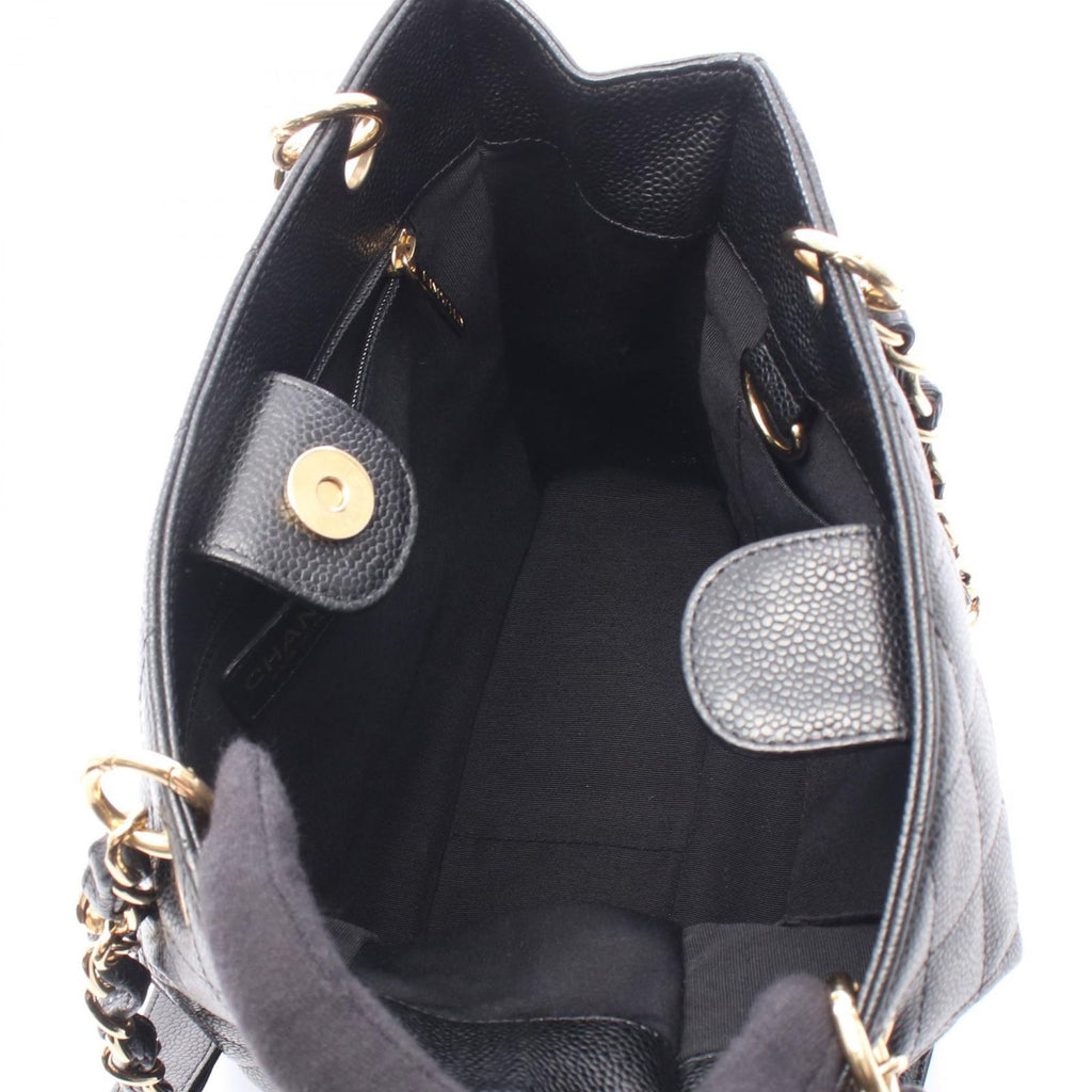 Chanel Tote Quilted Petite Shopping PST Black Caviar Leather Chain — view 3