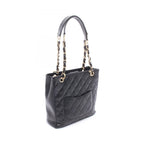 Chanel Tote Quilted Petite Shopping PST Black Caviar Leather Chain — view 2