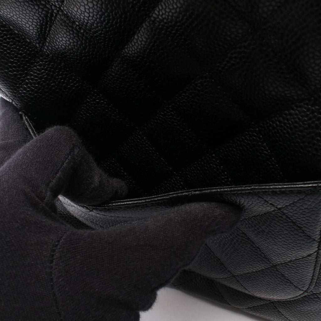 Chanel Tote Quilted Petite Shopping PST Black Caviar Leather Chain — view 9