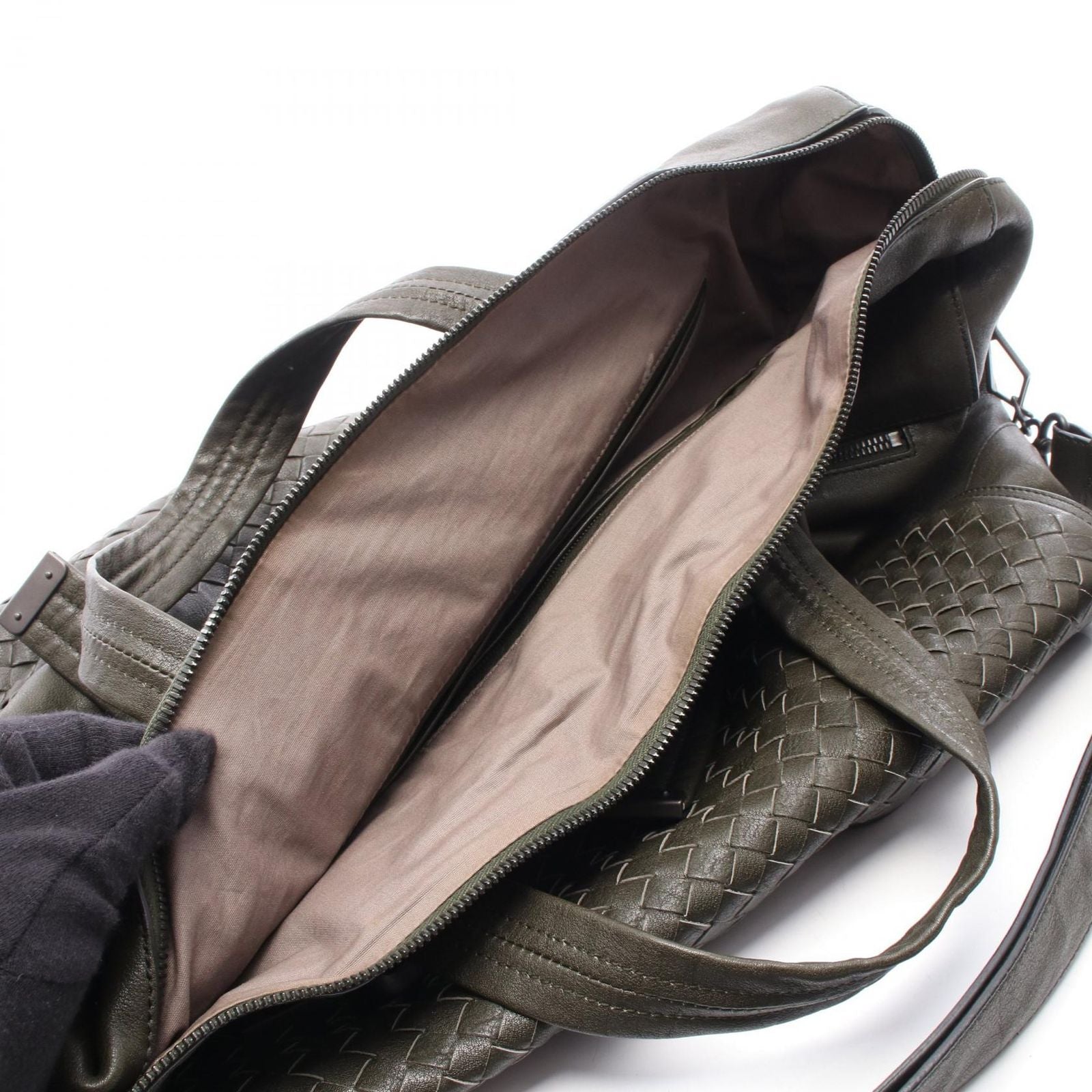 Bottega Veneta Boston Bag Intrecciato 2-Way Dark Khaki Leather — view 6
