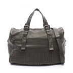Bottega Veneta Boston Bag Intrecciato 2-Way Dark Khaki Leather