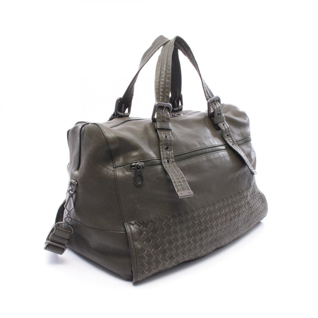 Bottega Veneta Boston Bag Intrecciato 2-Way Dark Khaki Leather — view 2