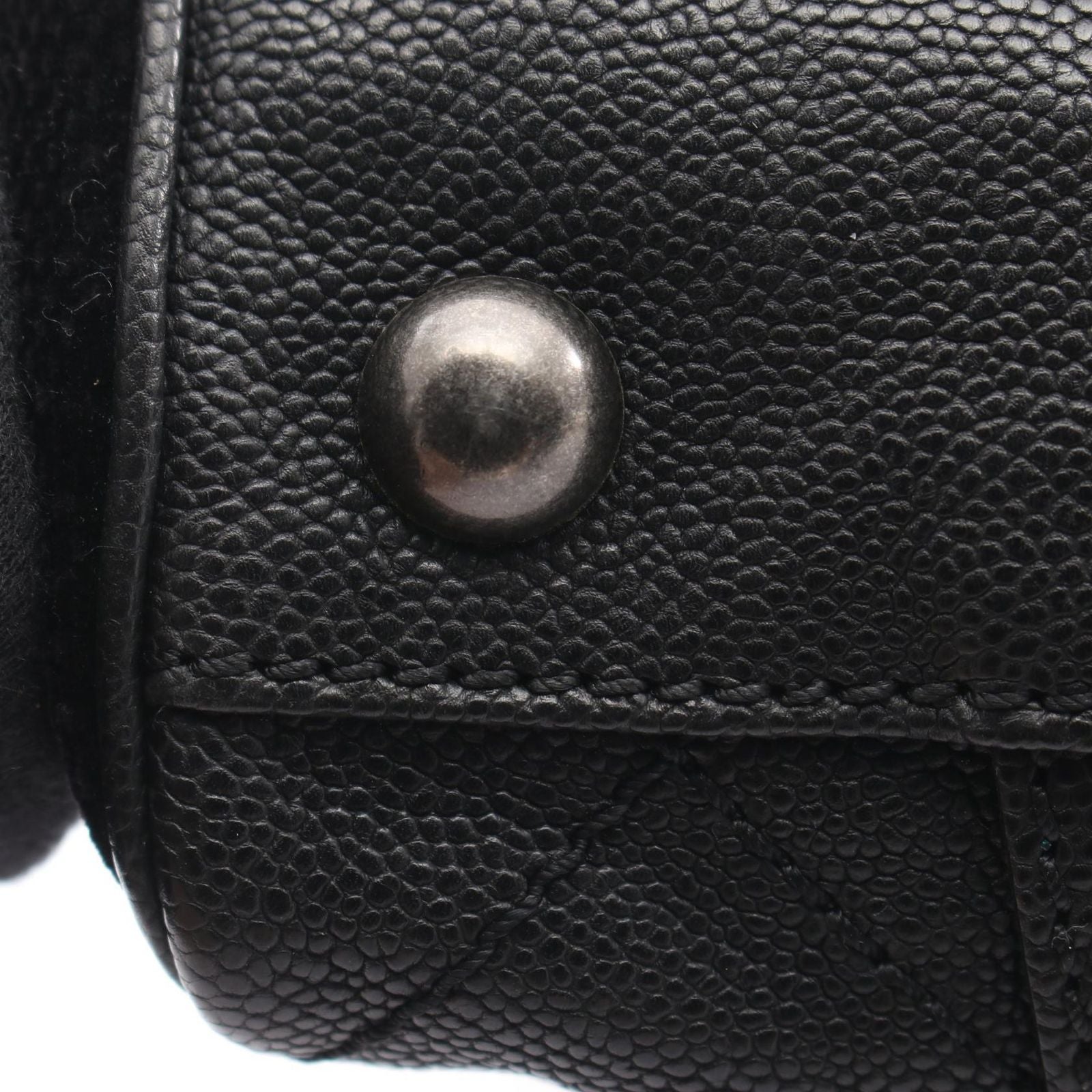 Chanel Shoulder Bag Quilted 2.55 Antique Silver Black Caviar Leather — view 8