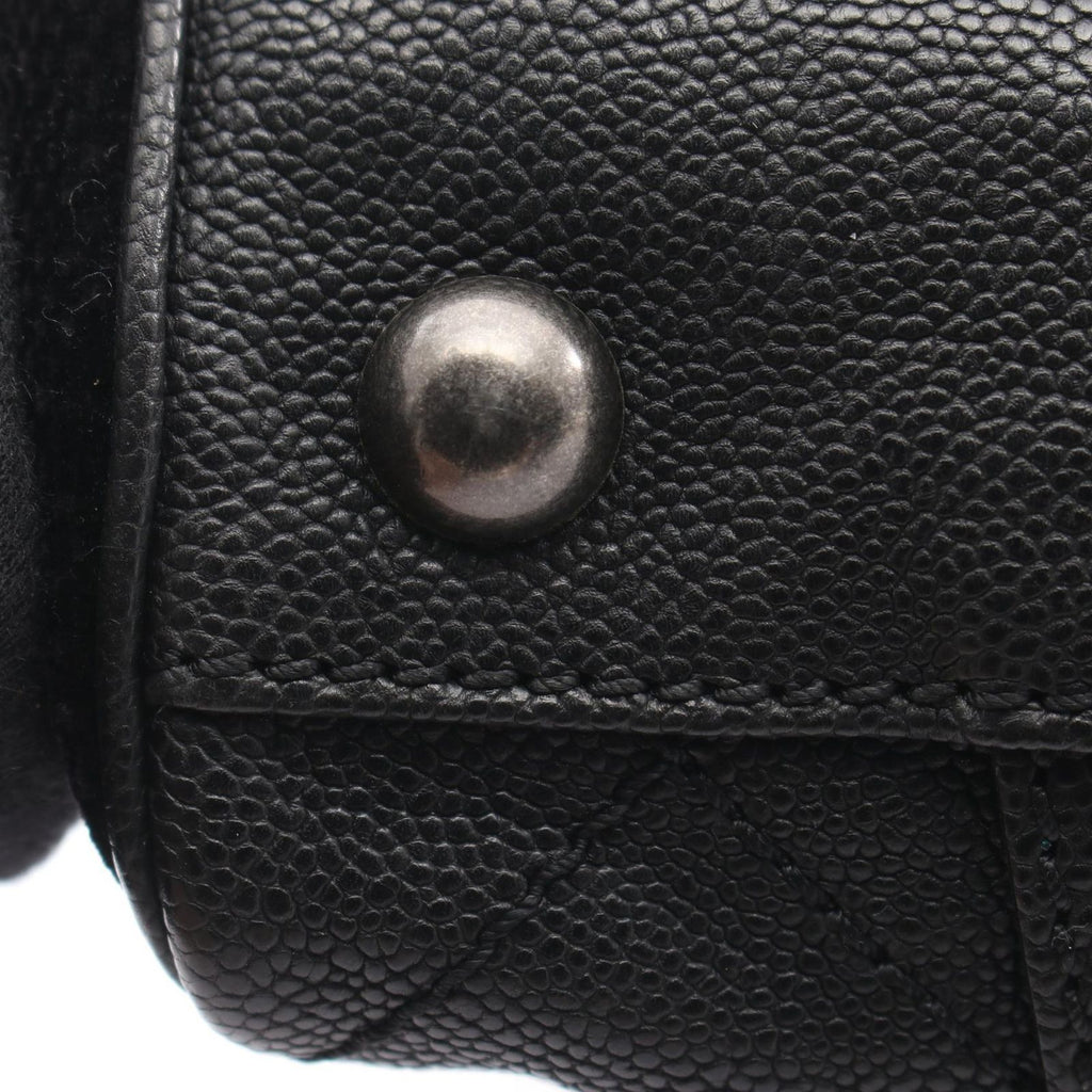 Chanel Shoulder Bag Quilted 2.55 Antique Silver Black Caviar Leather — view 8