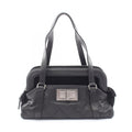 Chanel Shoulder Bag Quilted 2.55 Antique Silver Black Caviar Leather