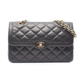 Chanel Shoulder Bag Quilted Limited Edition Combination Black Lambskin Chain