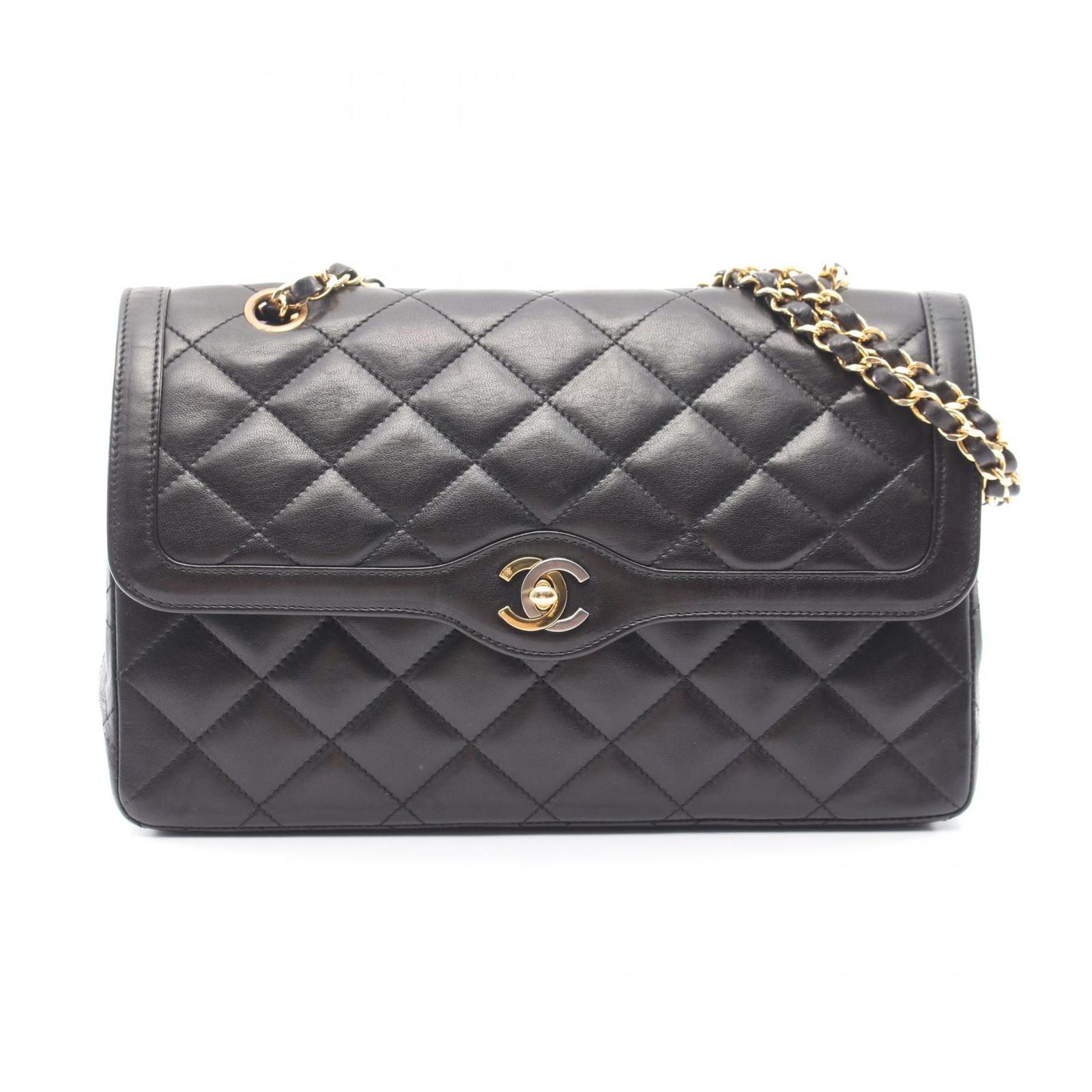 Chanel Shoulder Bag Quilted Limited Edition Combination Black Lambskin Chain