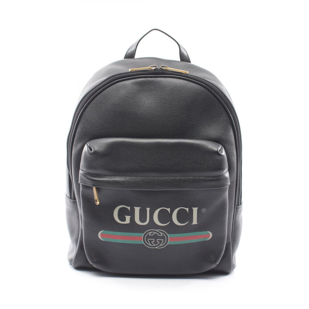 Gucci Backpack Sherry Line Black Leather Logo Print