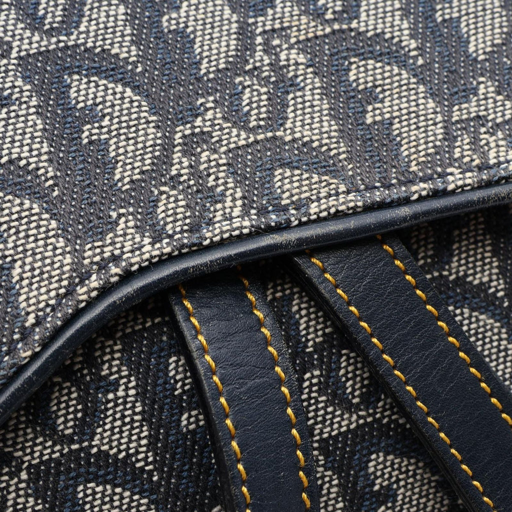 Dior Shoulder Bag Double Trotter Navy Canvas Leather — view 8