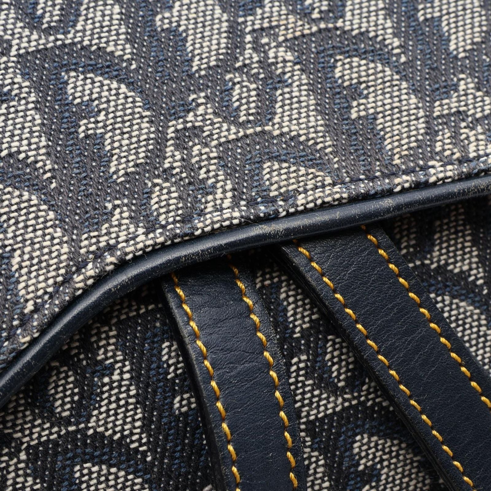 Dior Shoulder Bag Double Trotter Navy Canvas Leather — view 8