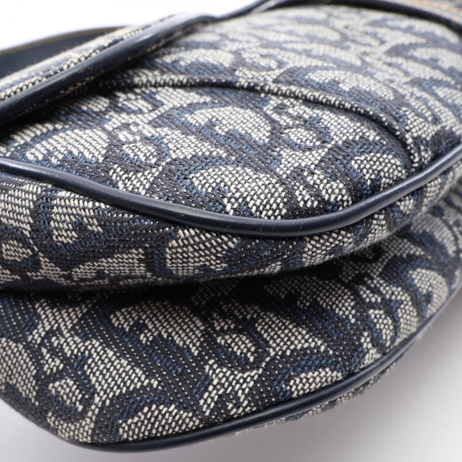 Dior Shoulder Bag Double Trotter Navy Canvas Leather — view 7