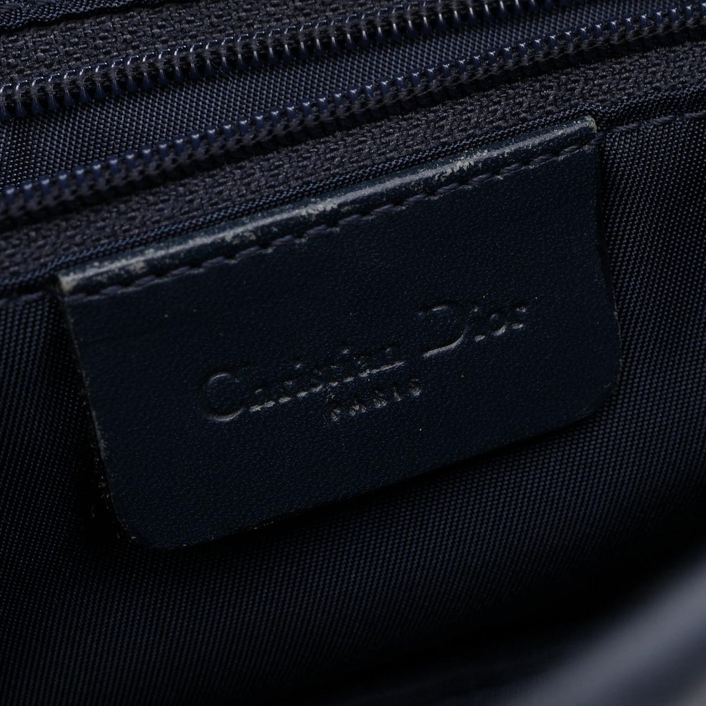 Dior Shoulder Bag Double Trotter Navy Canvas Leather — view 4