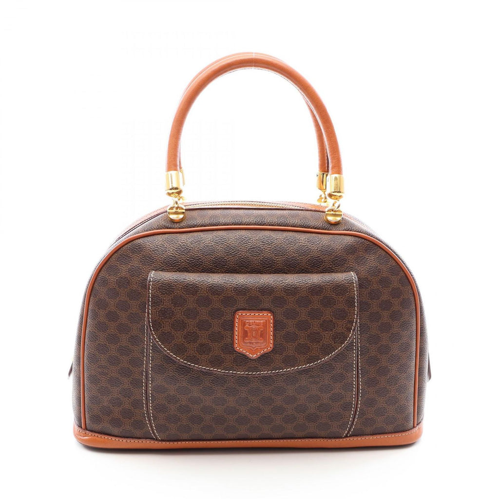 Celine Handbag Macadam Dark Brown Canvas Leather