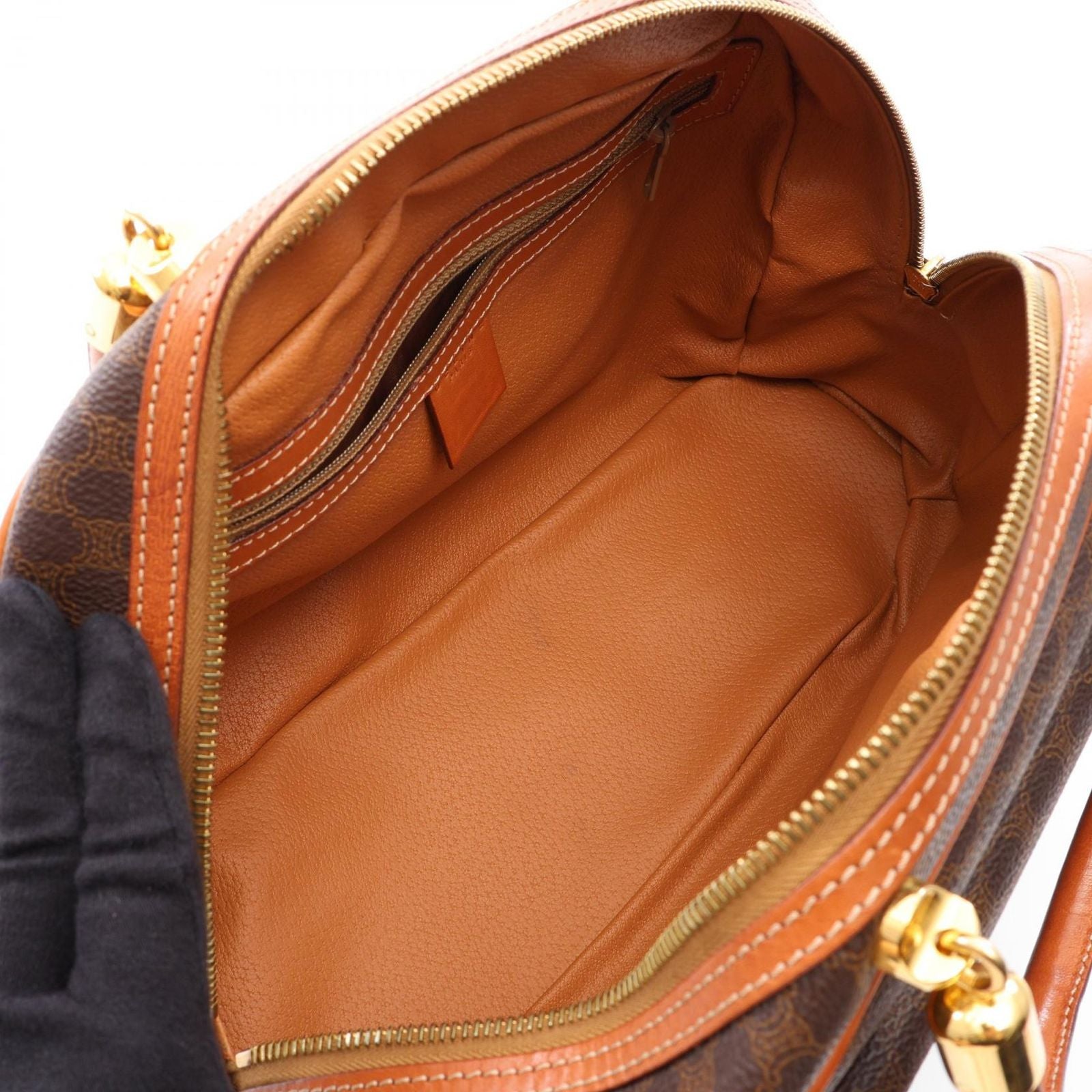 Celine Handbag Macadam Dark Brown Canvas Leather — view 3