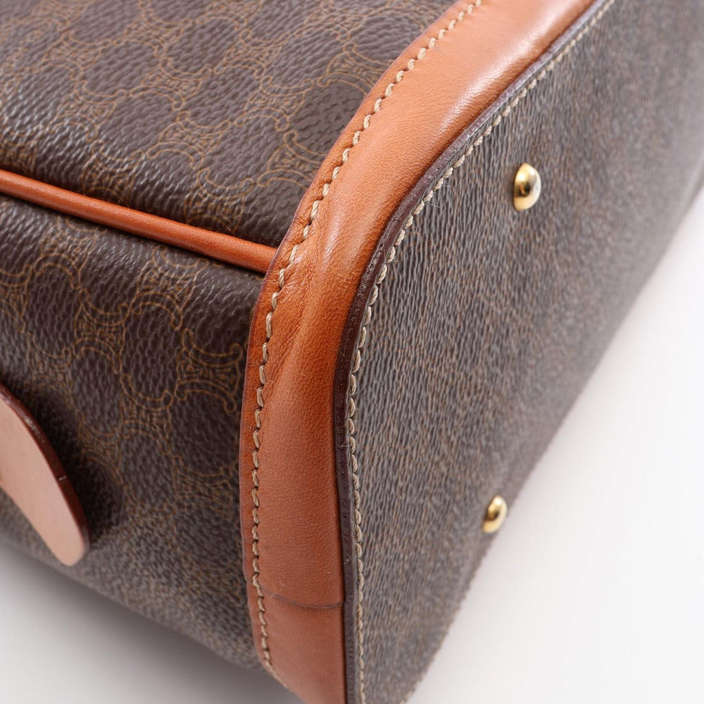 Celine Handbag Macadam Dark Brown Canvas Leather — view 8