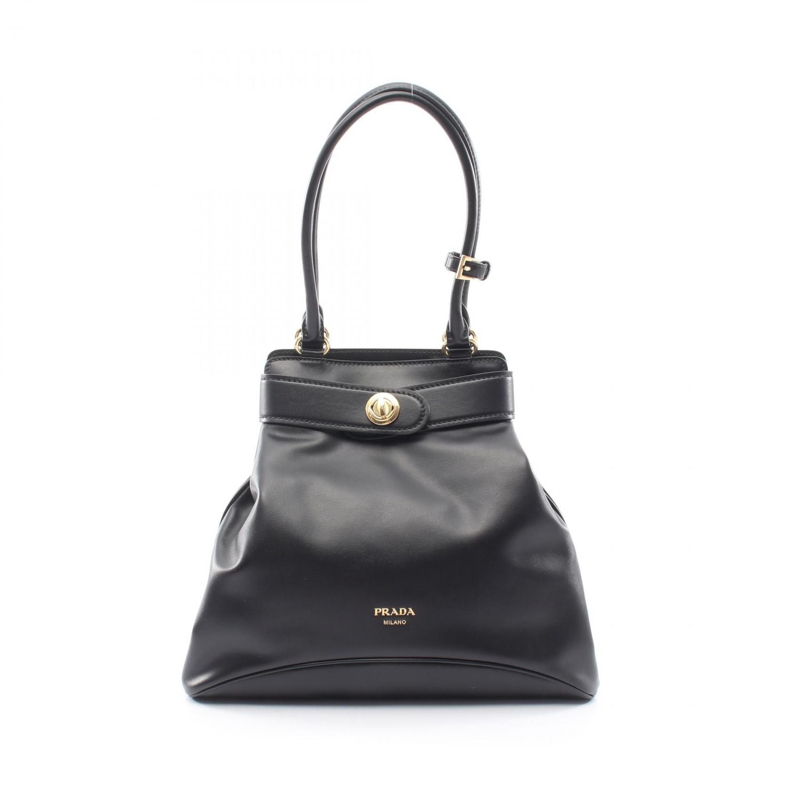 Prada Shoulder Bag Etude Softy Calf Black Leather
