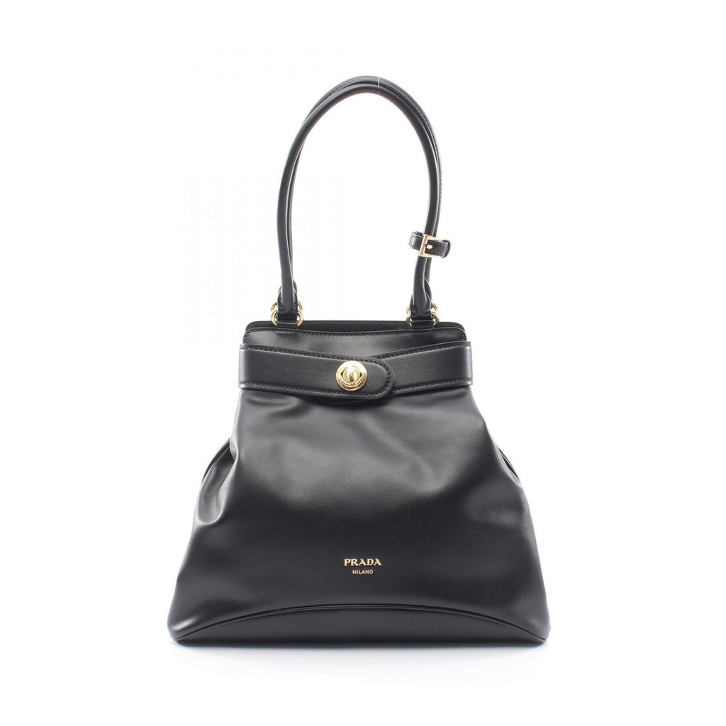 Prada Shoulder Bag Etude Softy Calf Black Leather