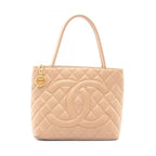 Chanel Tote Reissue Beige Caviar Leather