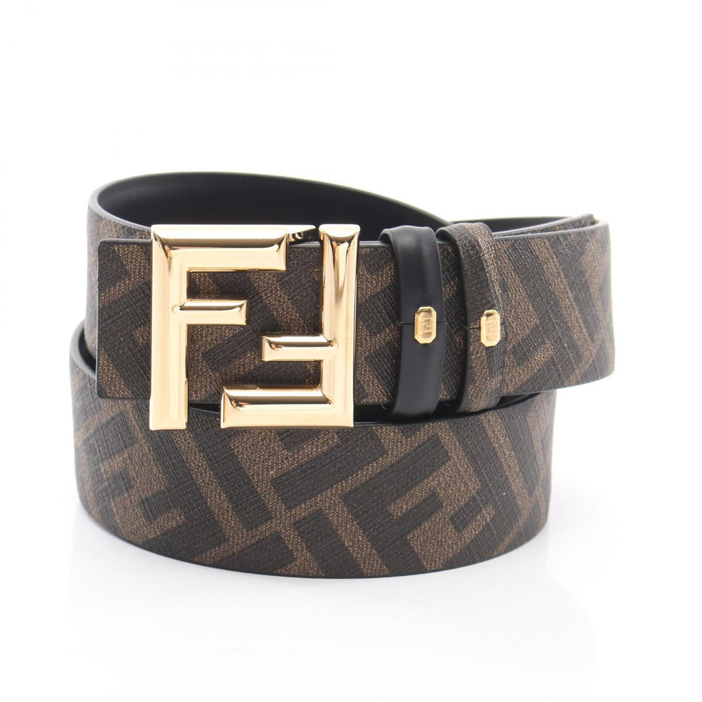 Fendi Belt Round FF Zucca Reversible Black Brown Leather — view 5