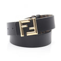 Fendi Belt Round FF Zucca Reversible Black Brown Leather