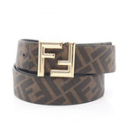 Fendi Belt Round FF Zucca Reversible Black Brown Leather — view 5