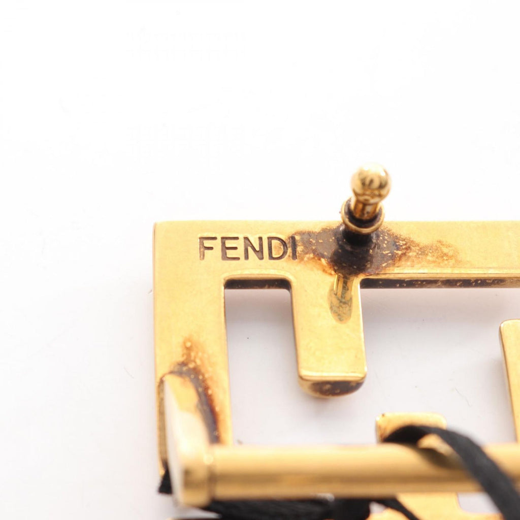 Fendi Belt FF Logo Buckle Gold Reversible Black Brown Canvas Leather — view 4