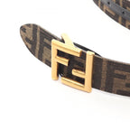 Fendi Belt FF Logo Buckle Gold Reversible Black Brown Canvas Leather — view 2