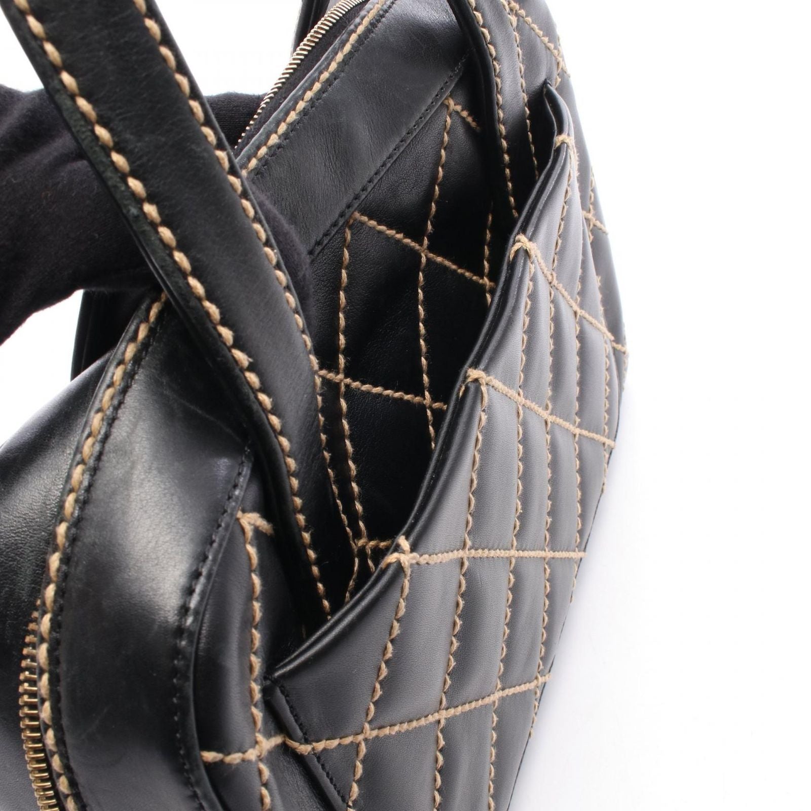 Chanel Handbag Wild Stitch Black Lambskin — view 6