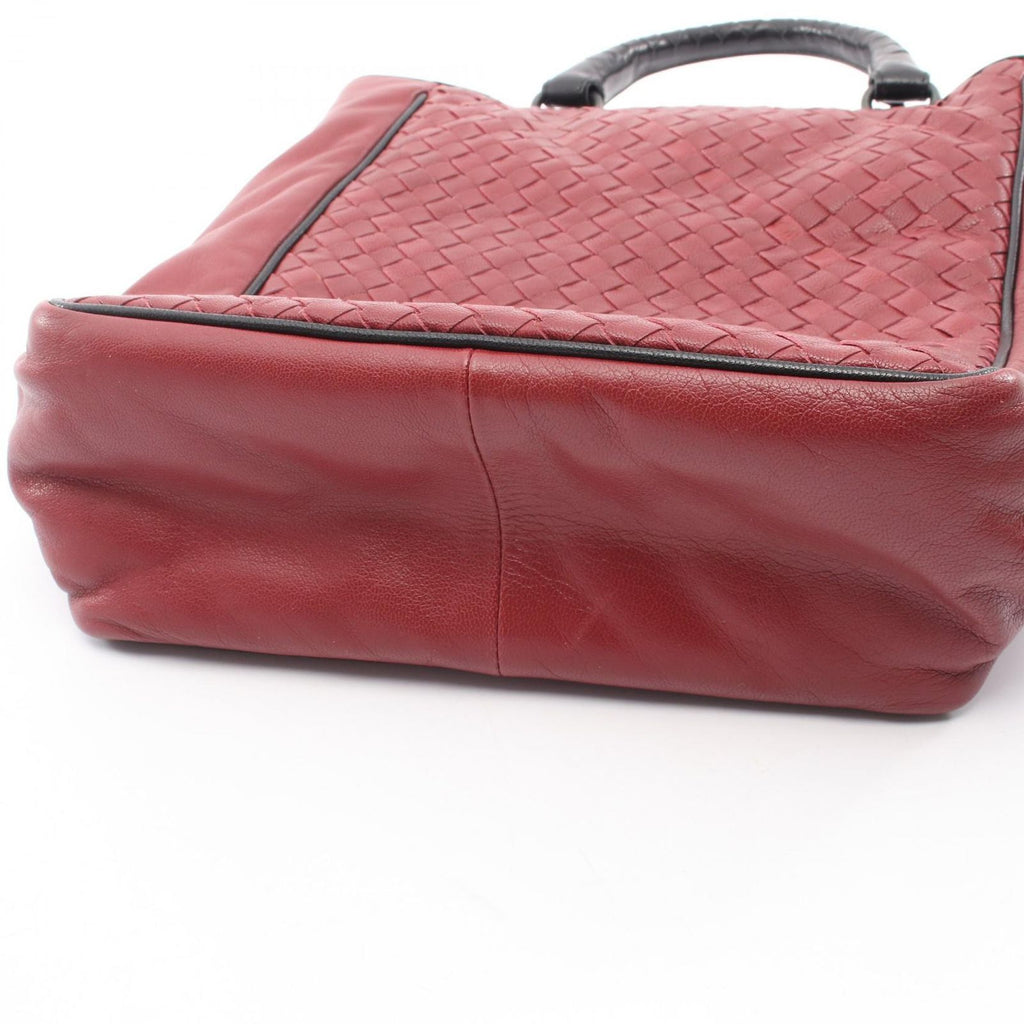 Bottega Veneta Handbag Intrecciato 2-Way Wine Red Black Leather — view 7