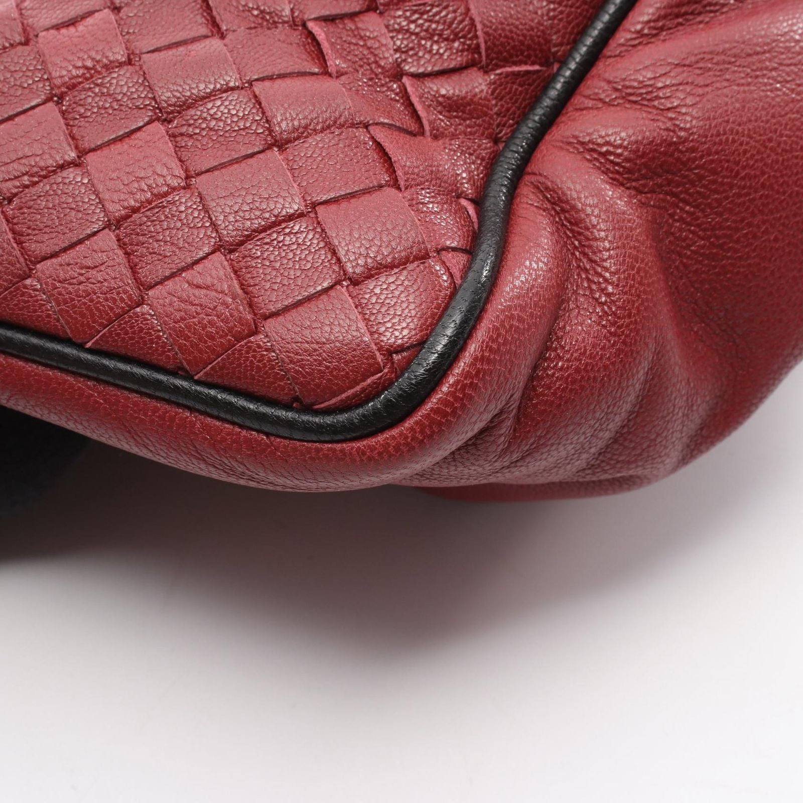 Bottega Veneta Handbag Intrecciato 2-Way Wine Red Black Leather — view 6