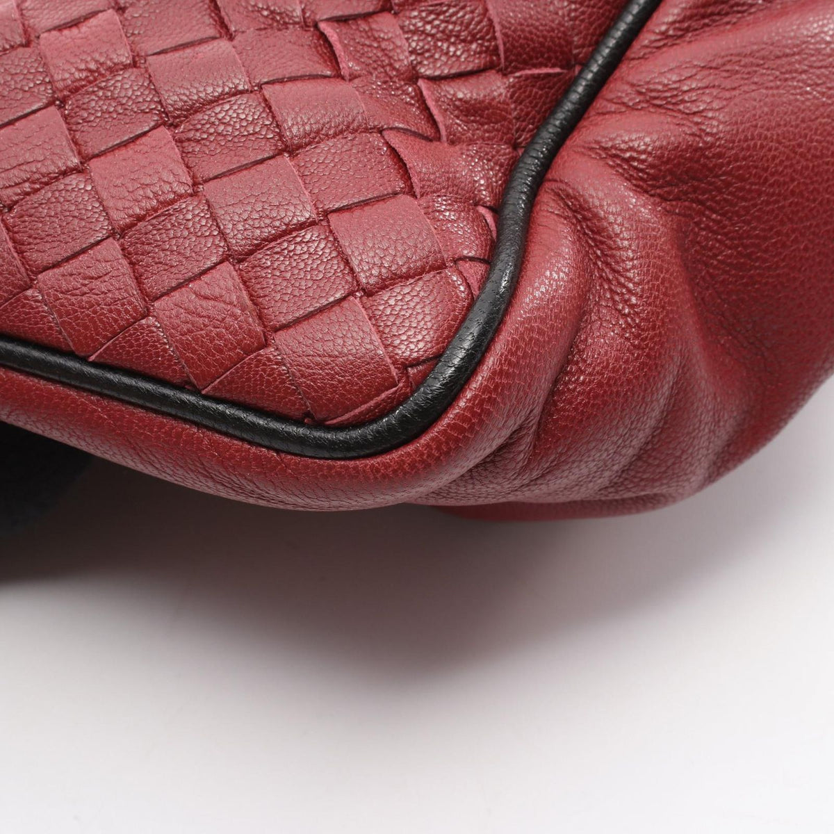 Bottega Veneta Handbag Intrecciato 2-Way Wine Red Black Leather — view 6