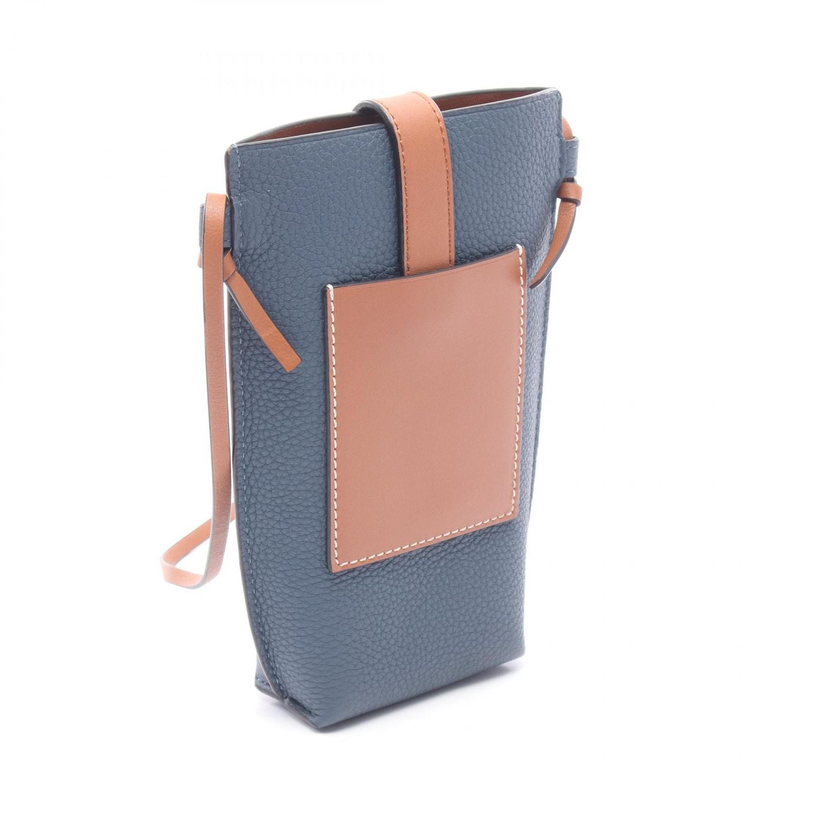 Loewe Shoulder Bag Gate Pocket Navy Brown Leather — view 2