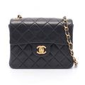 Chanel Shoulder Bag Mini Quilted Black Lambskin Chain