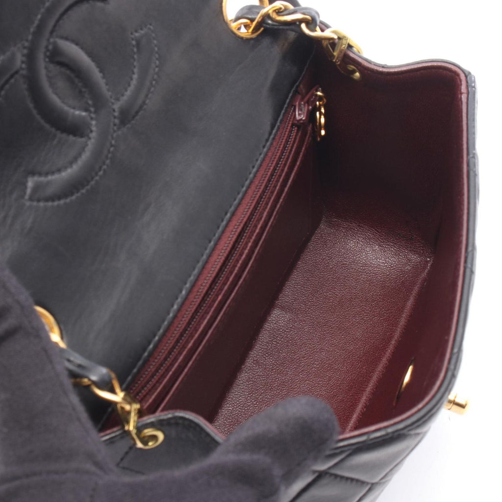 Chanel Shoulder Bag Mini Quilted Black Lambskin Chain — view 3