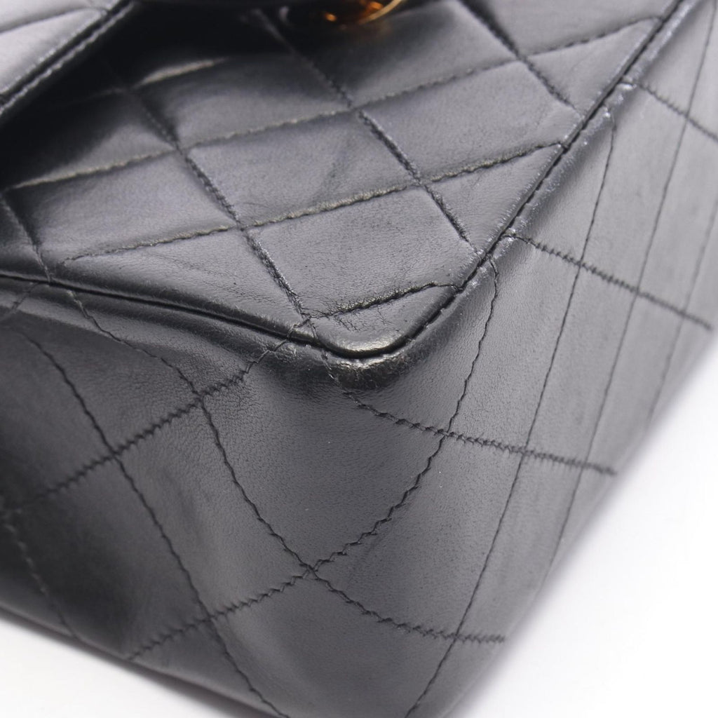 Chanel Shoulder Bag Mini Quilted Black Lambskin Chain — view 9