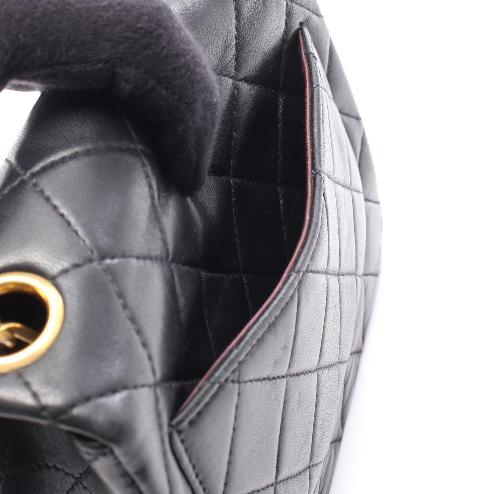 Chanel Shoulder Bag Mini Quilted Black Lambskin Chain — view 6