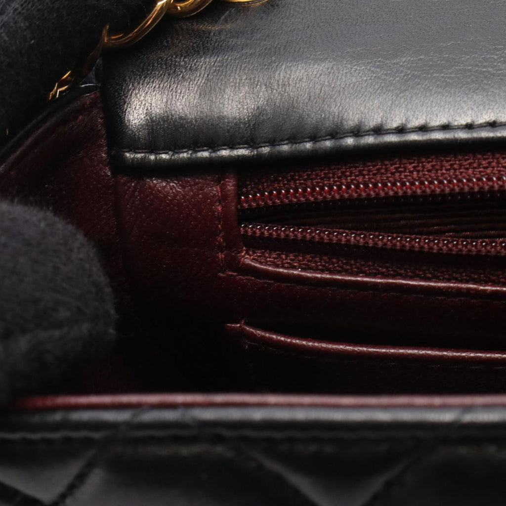 Chanel Shoulder Bag Mini Quilted Black Lambskin Chain — view 7