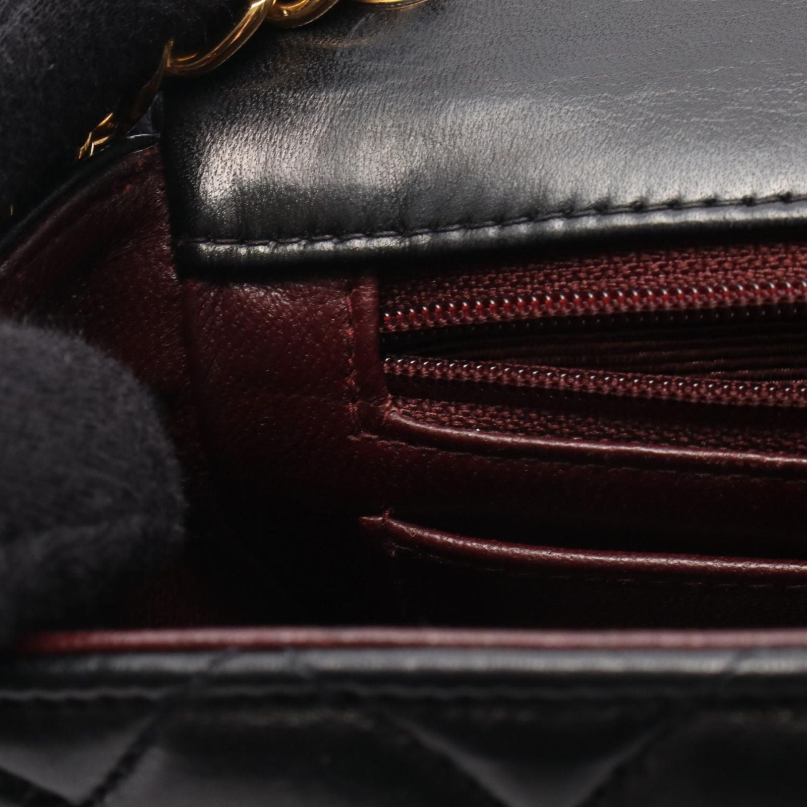 Chanel Shoulder Bag Mini Quilted Black Lambskin Chain — view 7