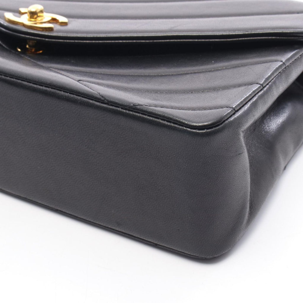 Chanel Shoulder Bag Bias Stitch Black Lambskin Chain — view 8
