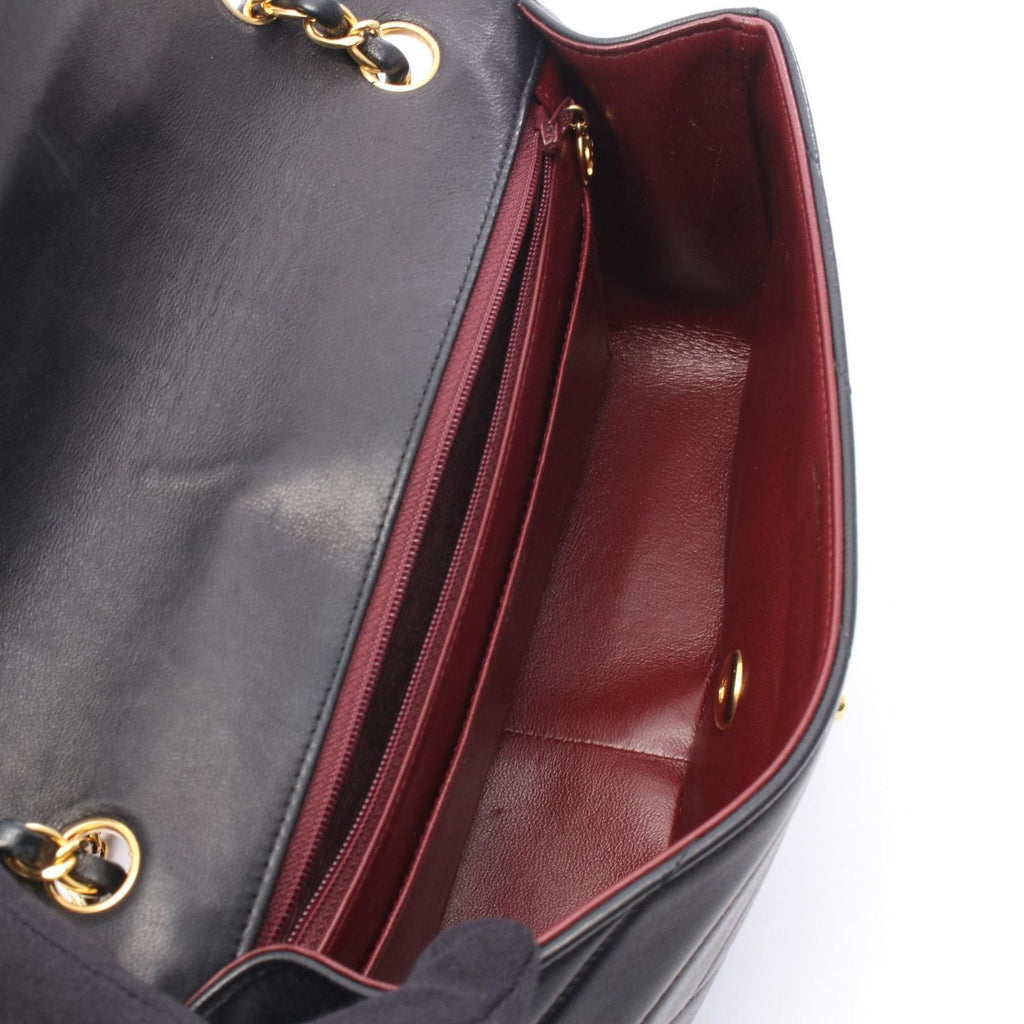 Chanel Shoulder Bag Bias Stitch Black Lambskin Chain — view 3
