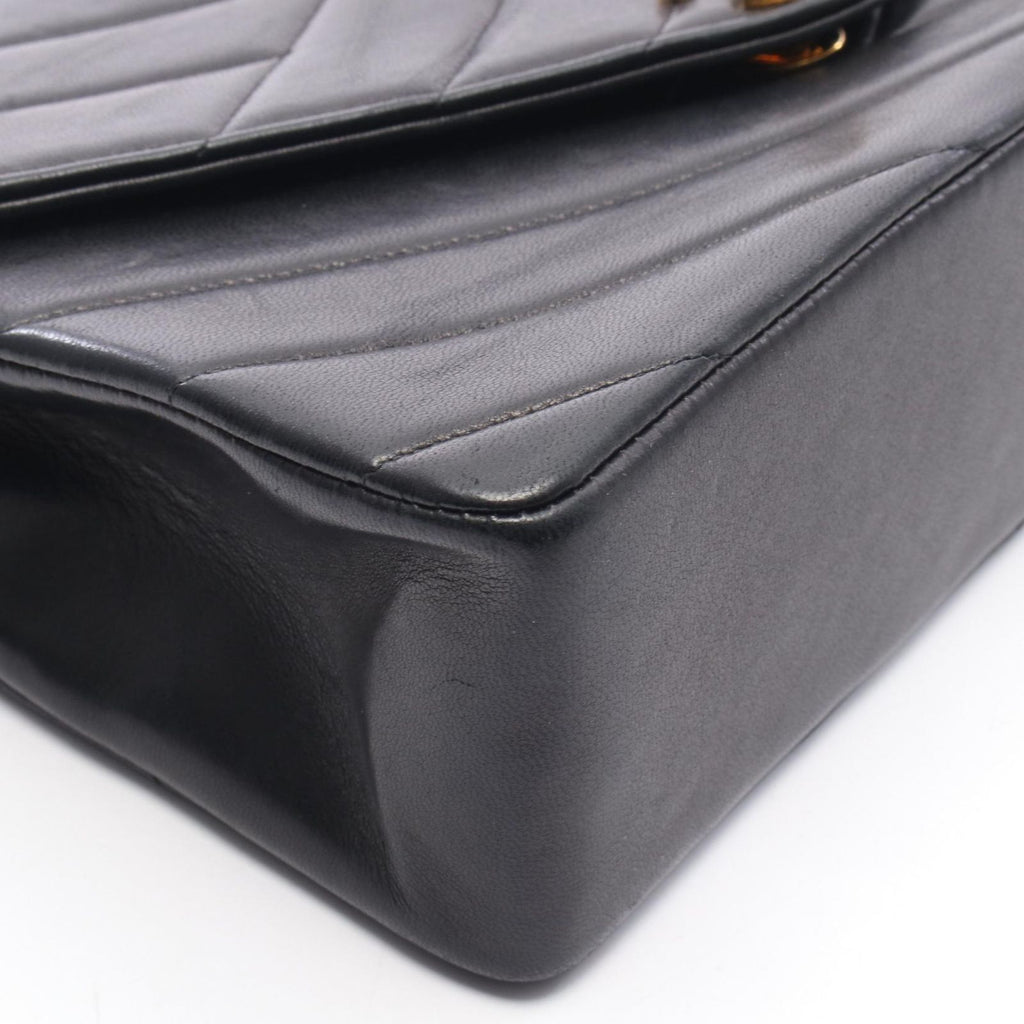 Chanel Shoulder Bag Bias Stitch Black Lambskin Chain — view 7