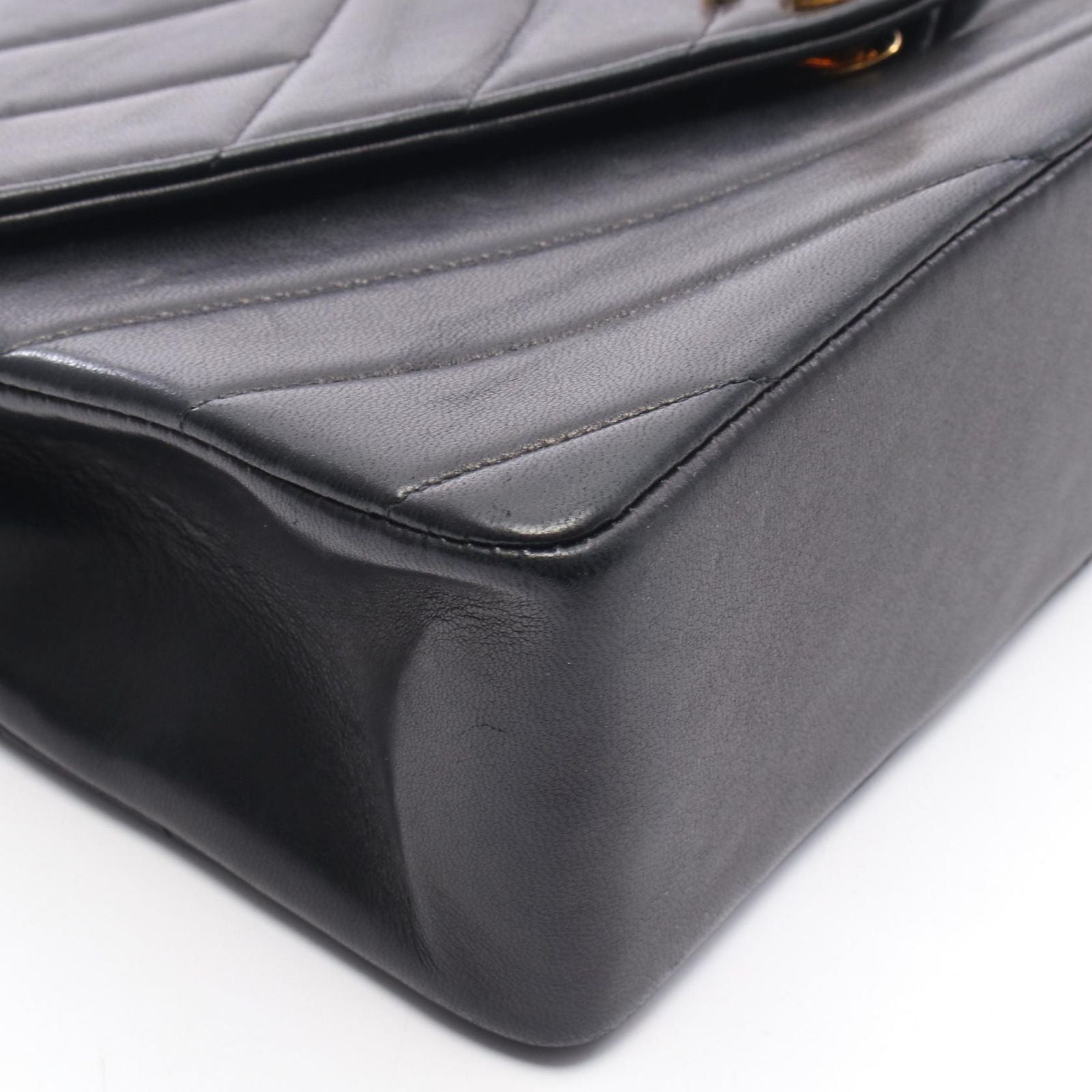 Chanel Shoulder Bag Bias Stitch Black Lambskin Chain — view 7