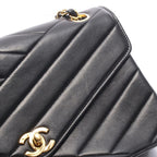 Chanel Shoulder Bag Bias Stitch Black Lambskin Chain — view 9
